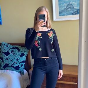 Floral Crop Sweater